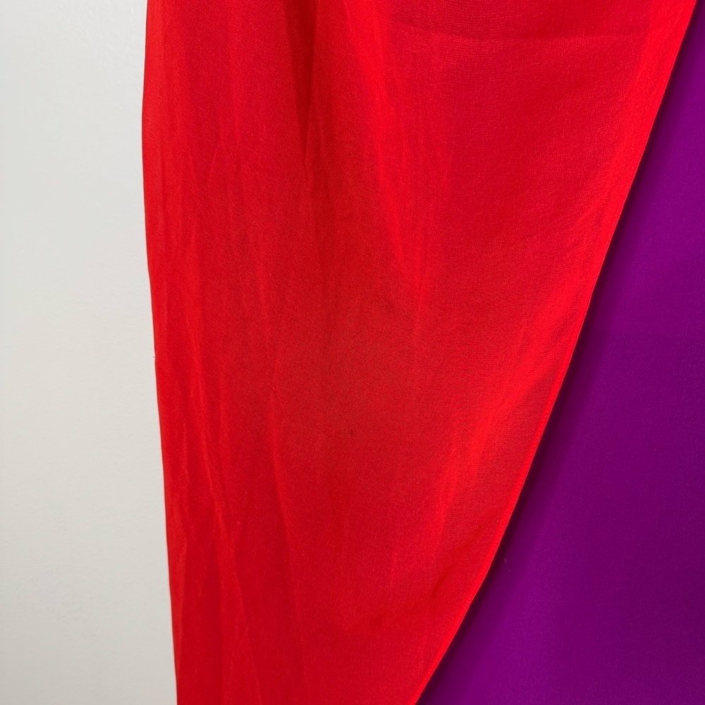 Badgley Mischka Red and Purple One Shoulder Dress - Picture 11 of 11